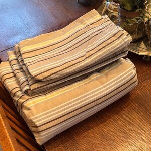 Pottery Barn Kids Striped Tan, Brown Duvet set with 3 matching shams